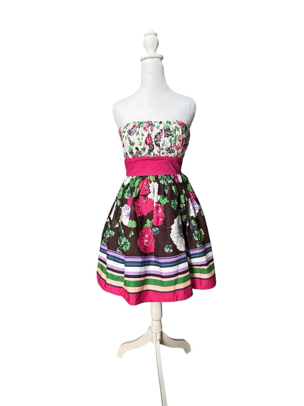 Candie’s Strapless Floral Fit & Flare Bubble Hem Dress Y2K Homecoming Party Sz 3